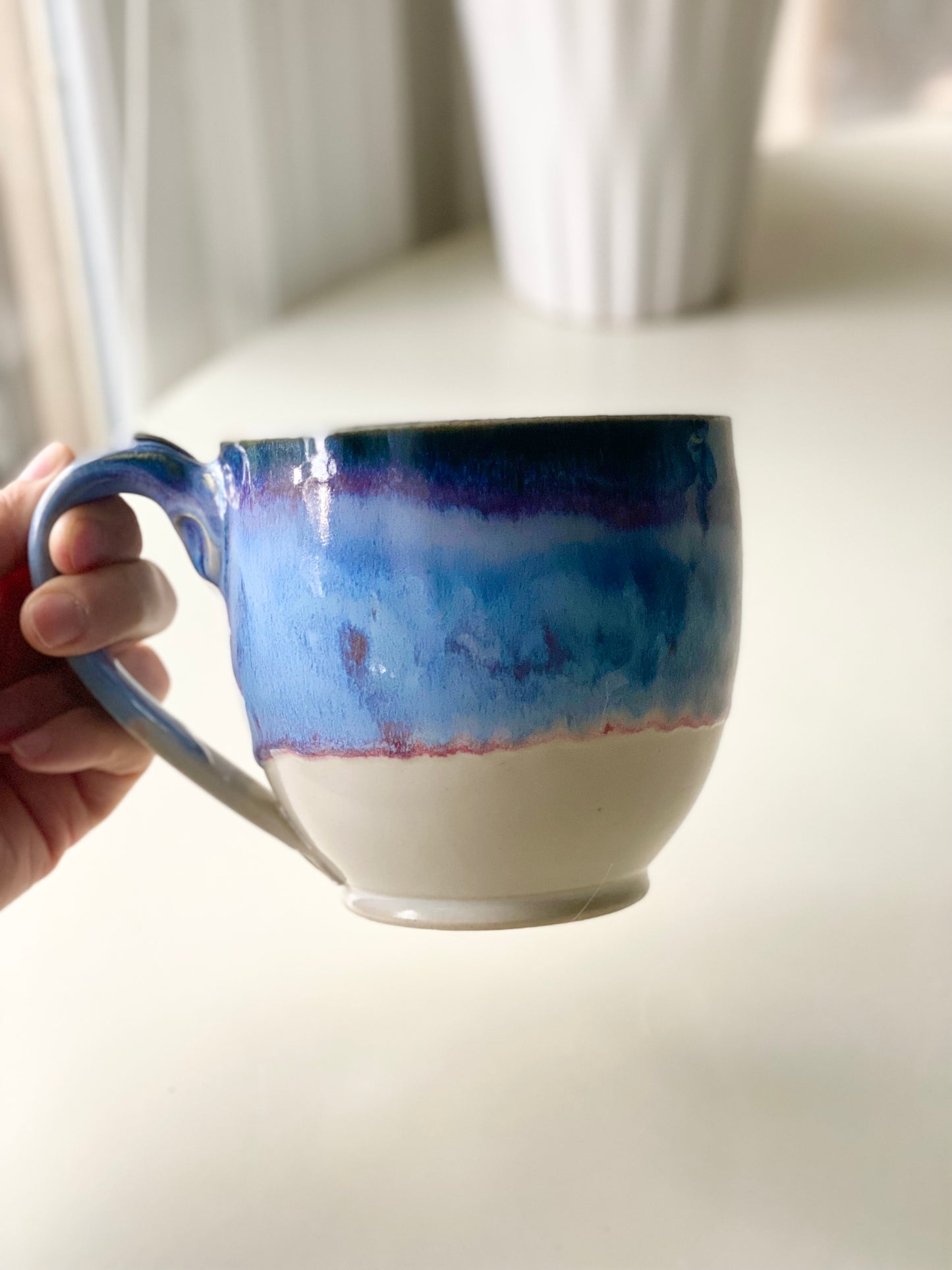 Black, Blue, and White Mug, 20oz, no.32