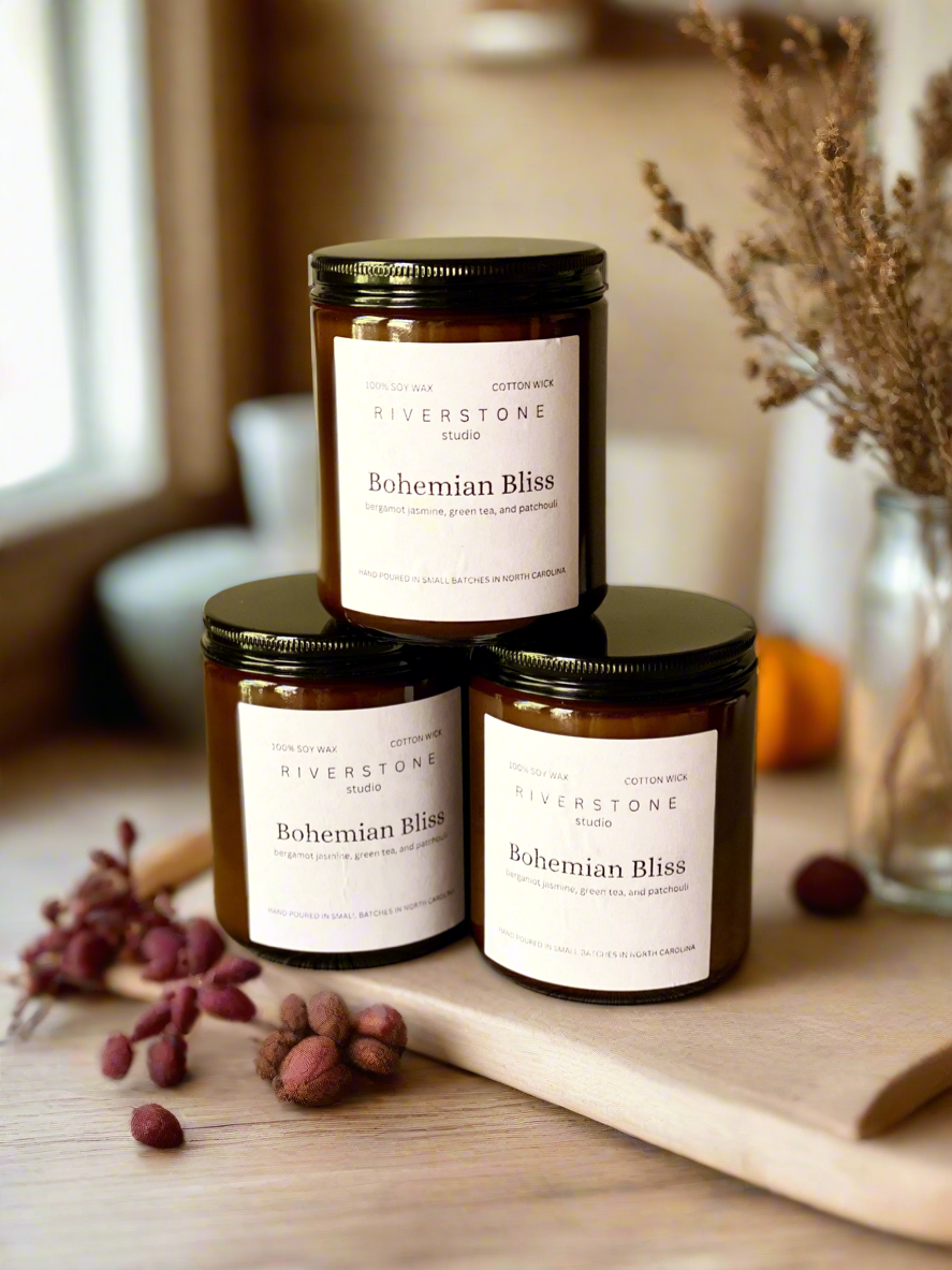 Bohemian Bliss, Hand Poured 100% Soy Wax Candle