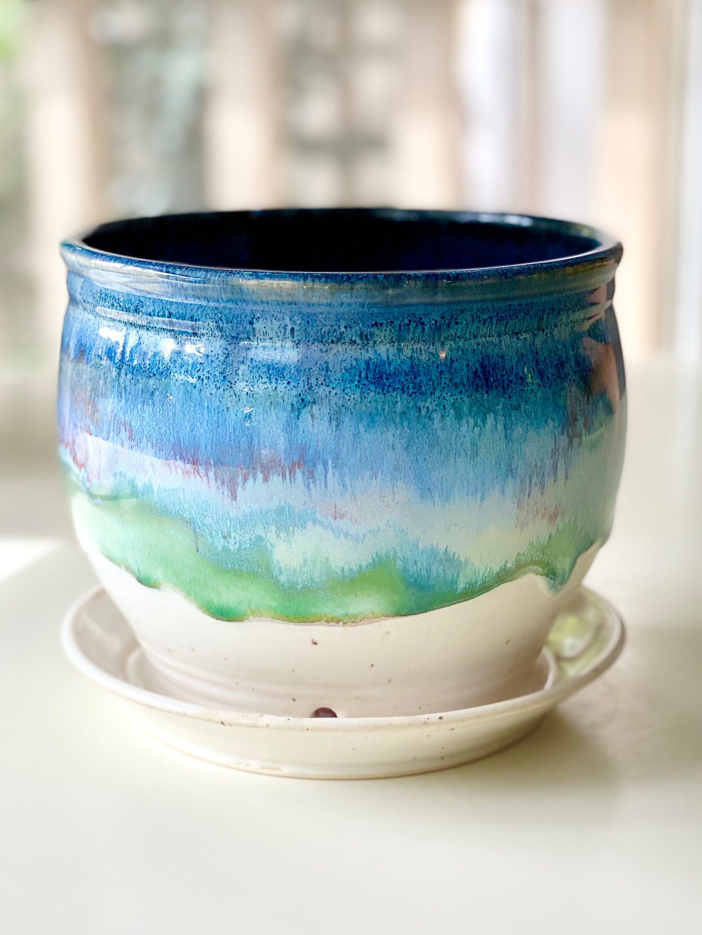 Blue and Green Planter, 4.5”x4.75”