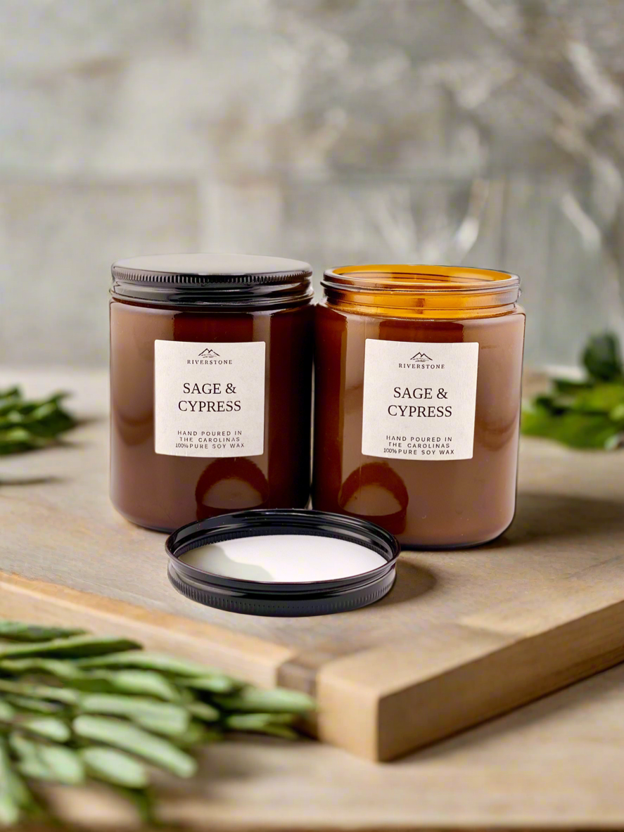 Candle, Sage & Cypress – Hand Poured Soy Candle | 100% Soy Wax