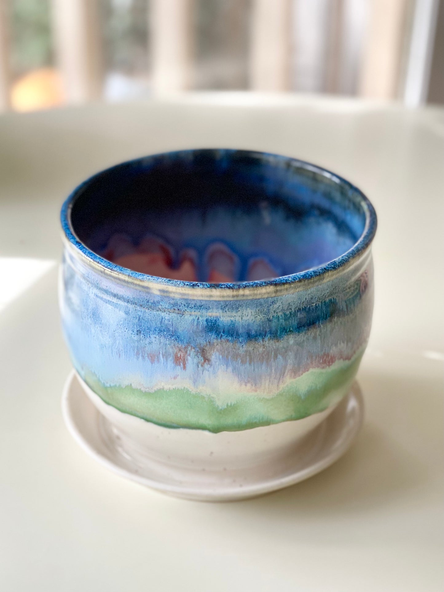 Blue and Green Planter, 4.5”x4.75”
