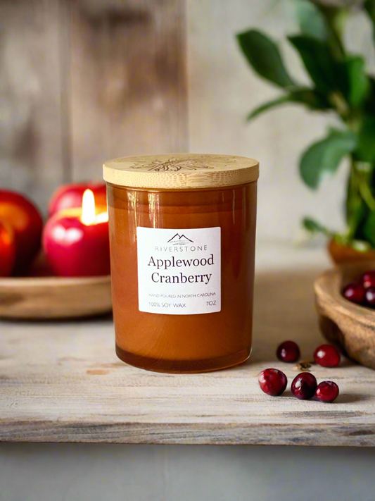 Applewood Cranberry, Hand Poured 100% Soy Wax Candle