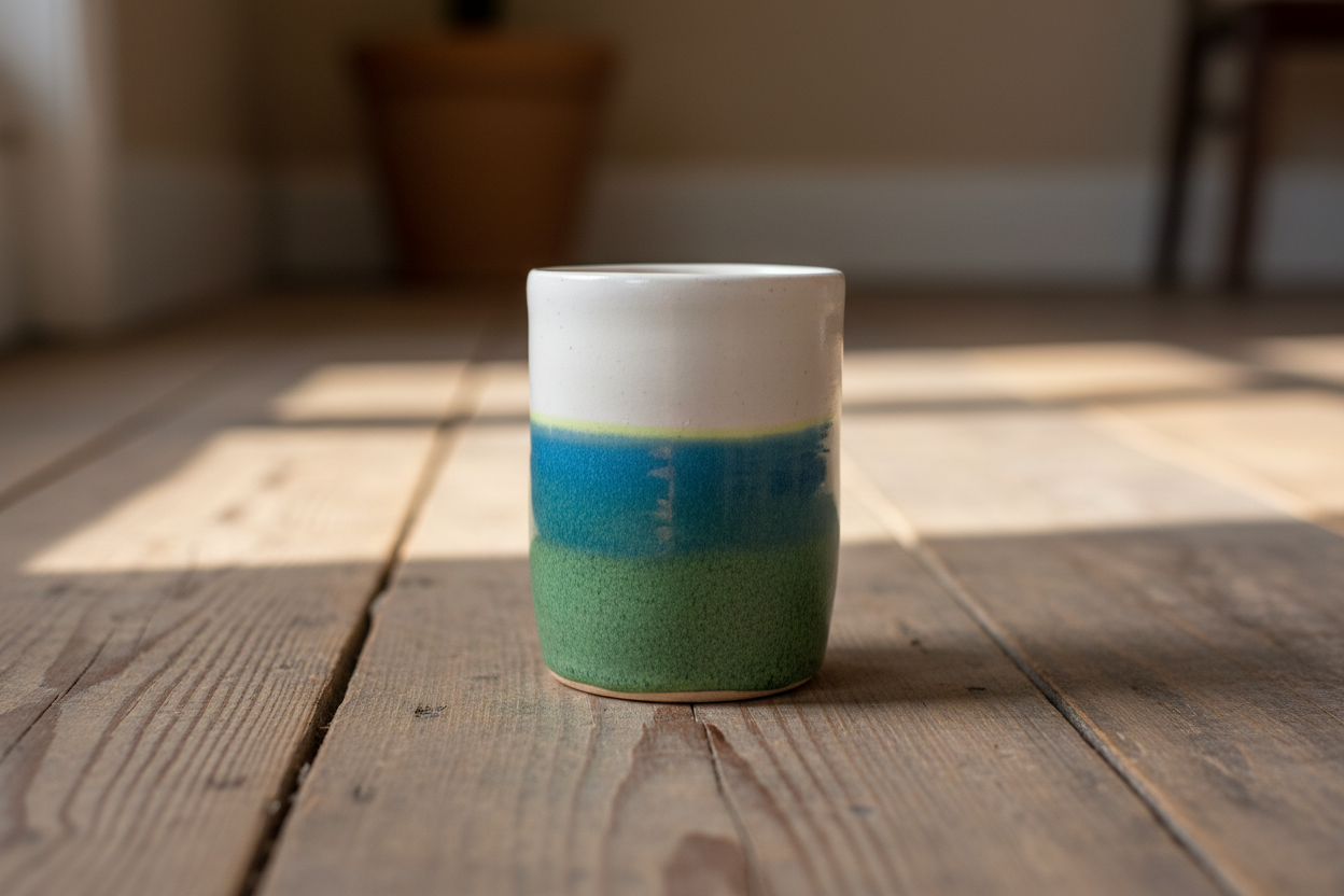Blue Green and White Tumbler, 10oz no.31