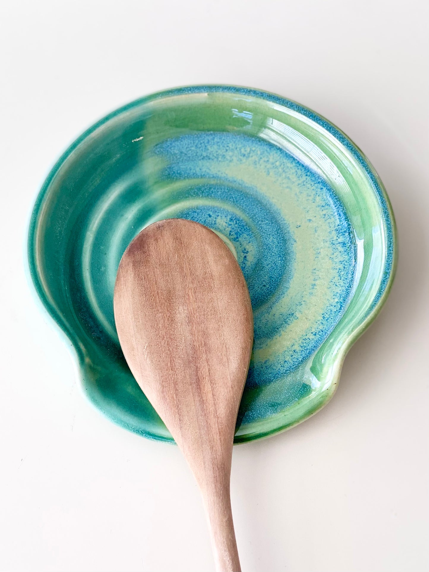 Green Spoon Rest, no.47 (Normally $35, discounted for glaze drip that’s been sanded smooth)