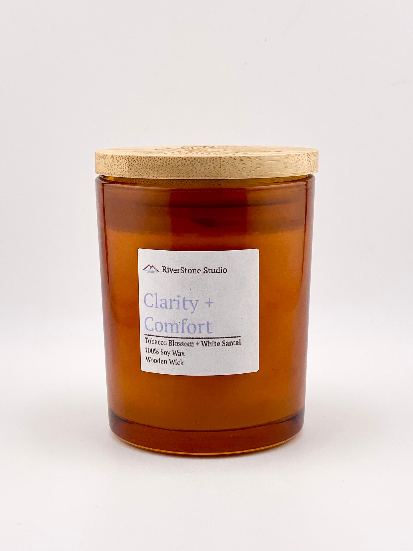 Candle, Clarity + Comfort Candle – Tobacco Blossom + White Santal | Wooden Wick Candle