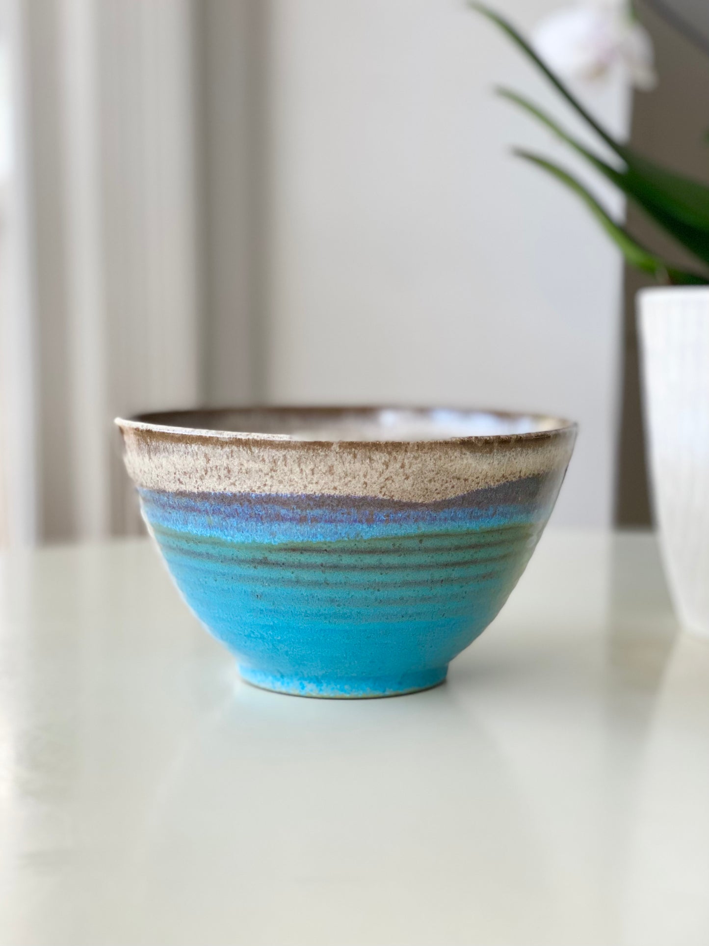 Ramen Bowl in Blue and Cream, “4 x 6.5”
