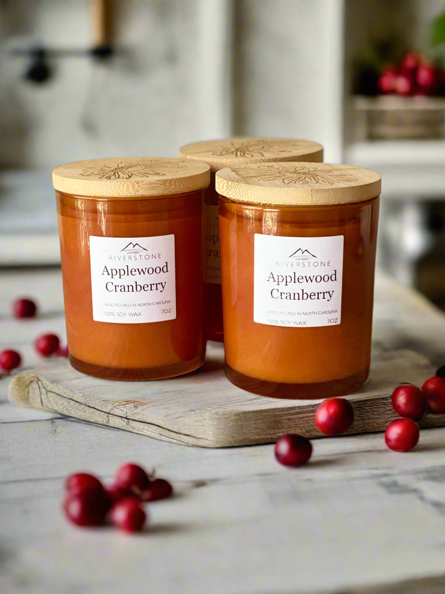 Applewood Cranberry, Hand Poured 100% Soy Wax Candlees