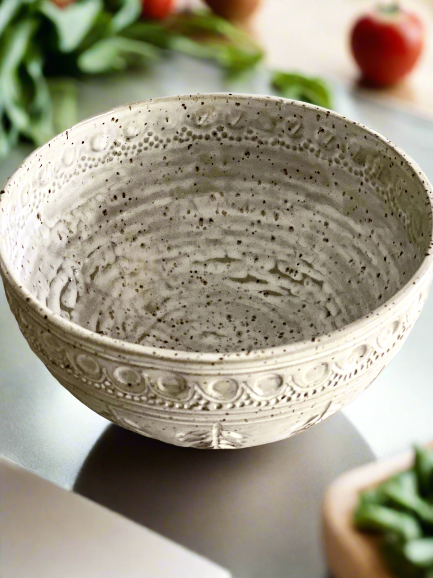 Fern & Filigree Carved Bowl 8.5” x 5”