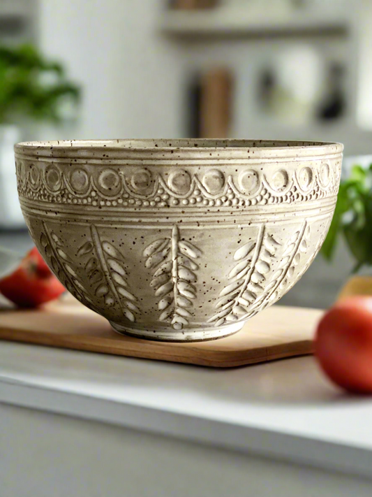 Fern & Filigree Carved Bowl 8.5” x 5”