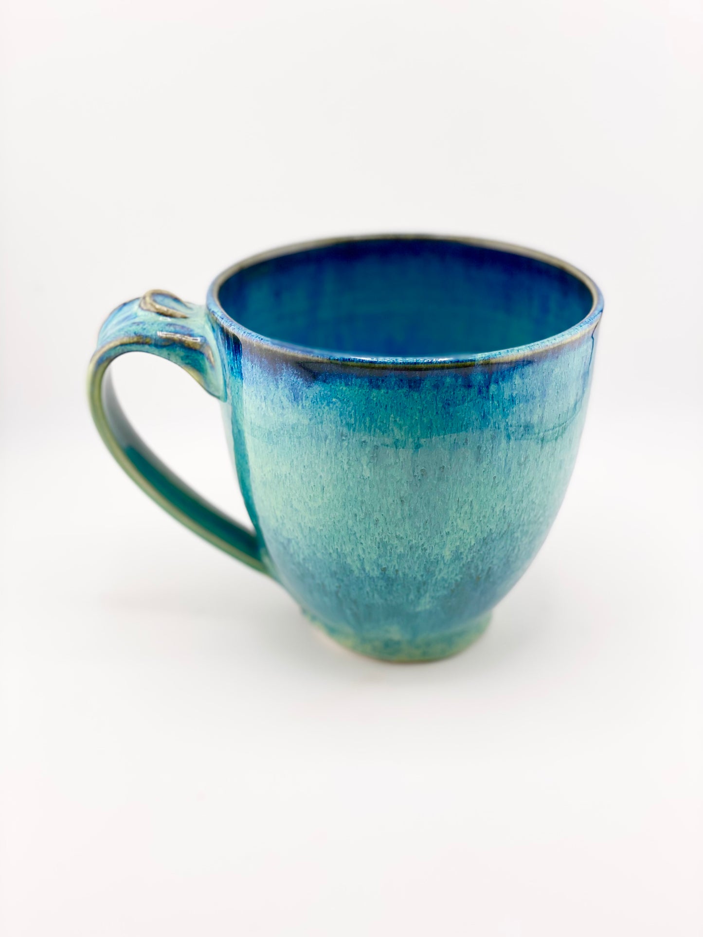 Blue Ocean Mug, Oversized Latte Mug, 24oz no.11 (Second, normally $85, glaze drips were ground smooth)