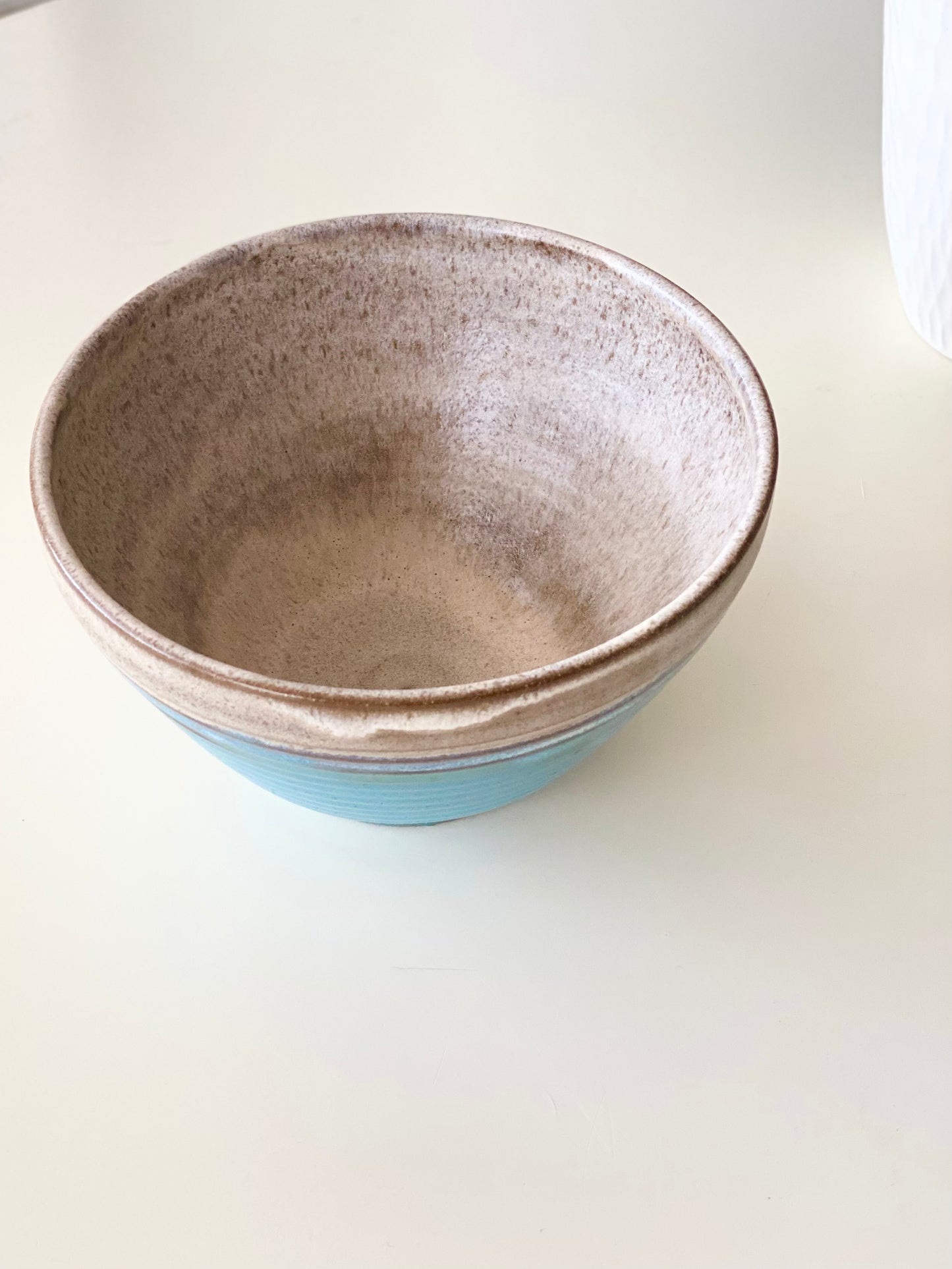 Serving/Mixing Bowl in Blue and Cream, 4.75”x 7.25”