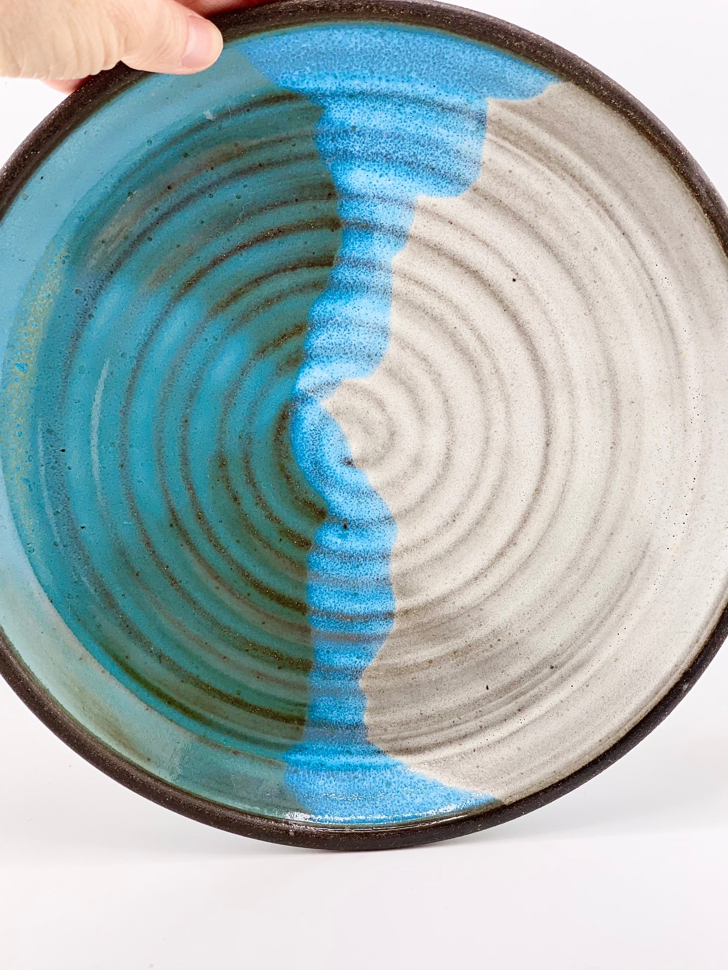 Soup and Sandwich Set in Blue and Oatmeal, 3.5”x6.5” Bowl, 9.5” Plate, no.47