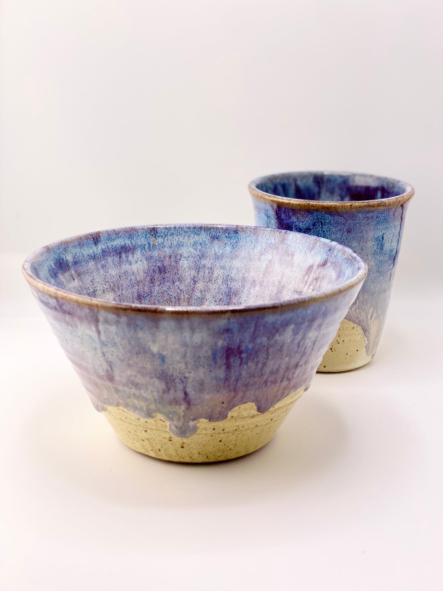Bowl + Tumbler Set in Lavender and Oatmeal, 12oz Tumbler, 3.75”x6.5” Bowl, no.2