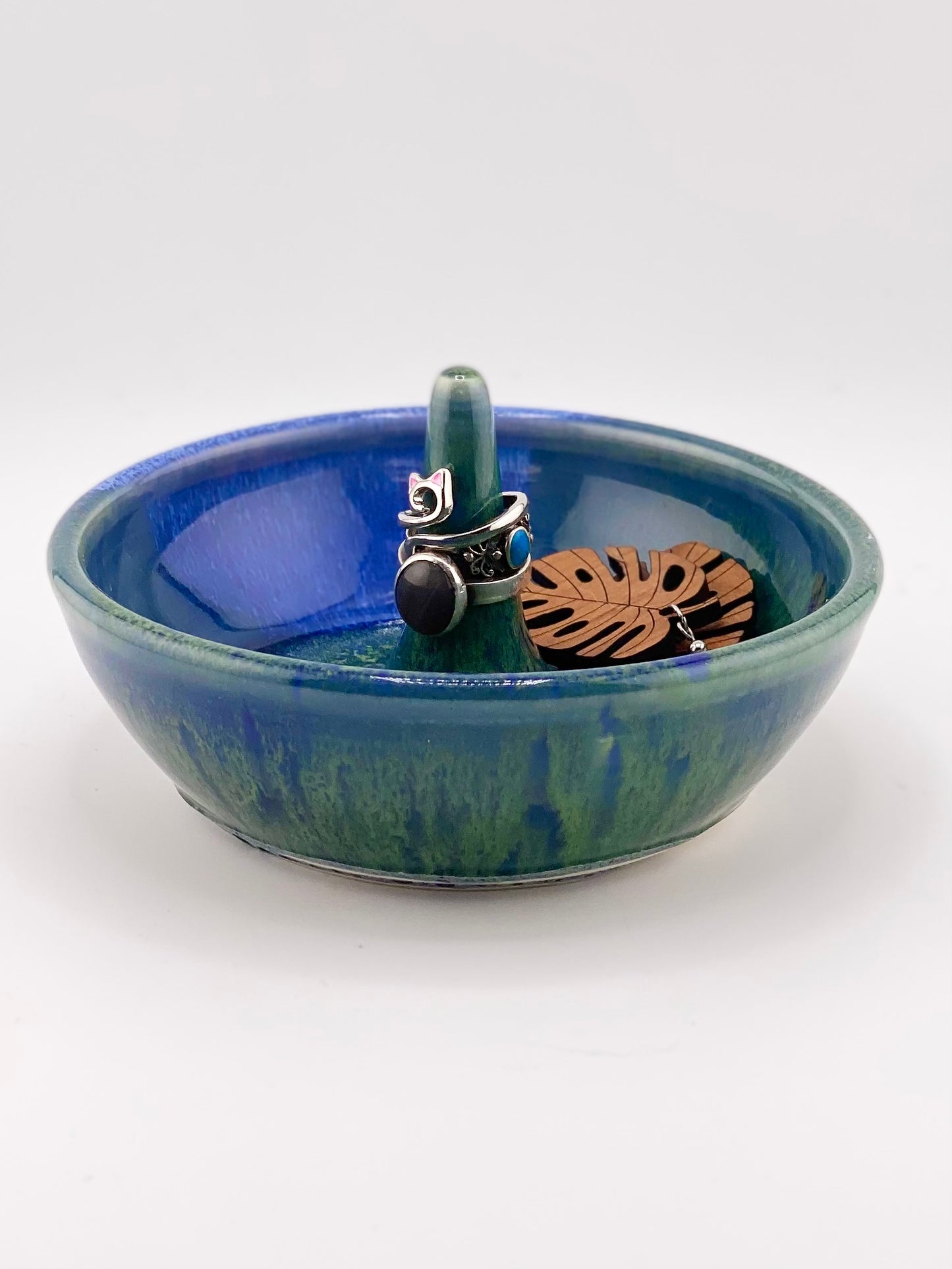 Blue and Green Ring Dish, 2.5”x4.75” no.27