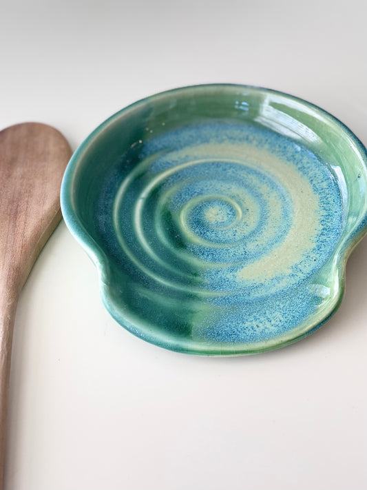Green Spoon Rest, no.46 (Normally $35, discounted for glaze drip that’s been sanded smooth)