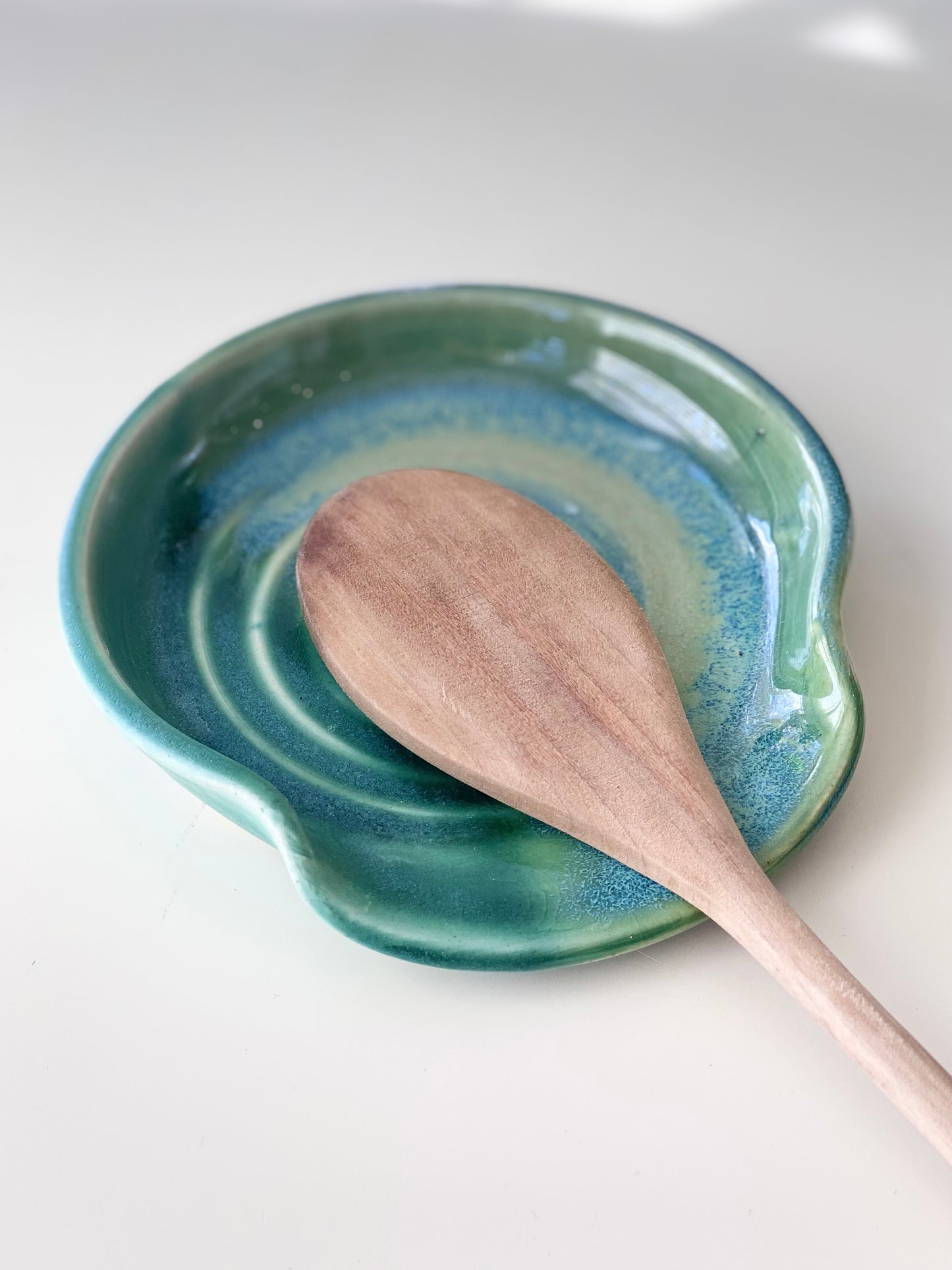 Green Spoon Rest, no.46 (Normally $35, discounted for glaze drip that’s been sanded smooth)
