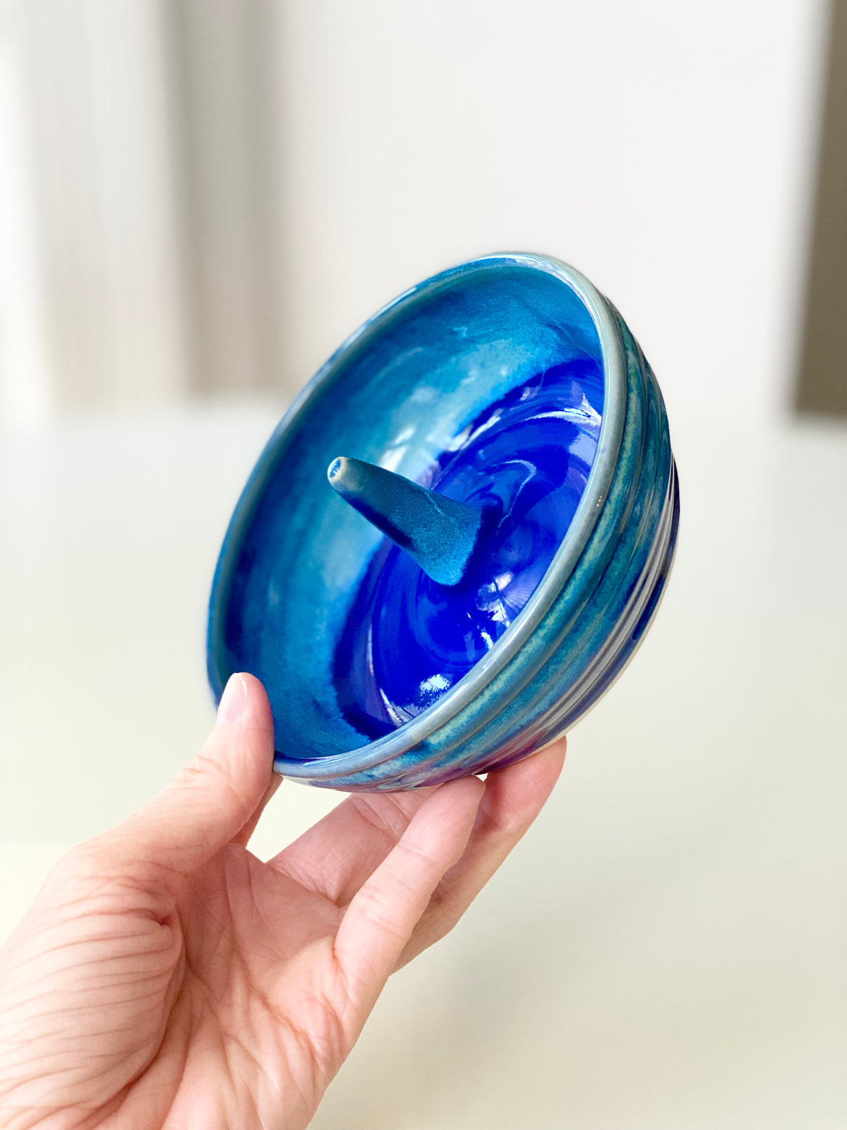 Blue Fire Ring Dish, 5”w x2.5”ht, no.40