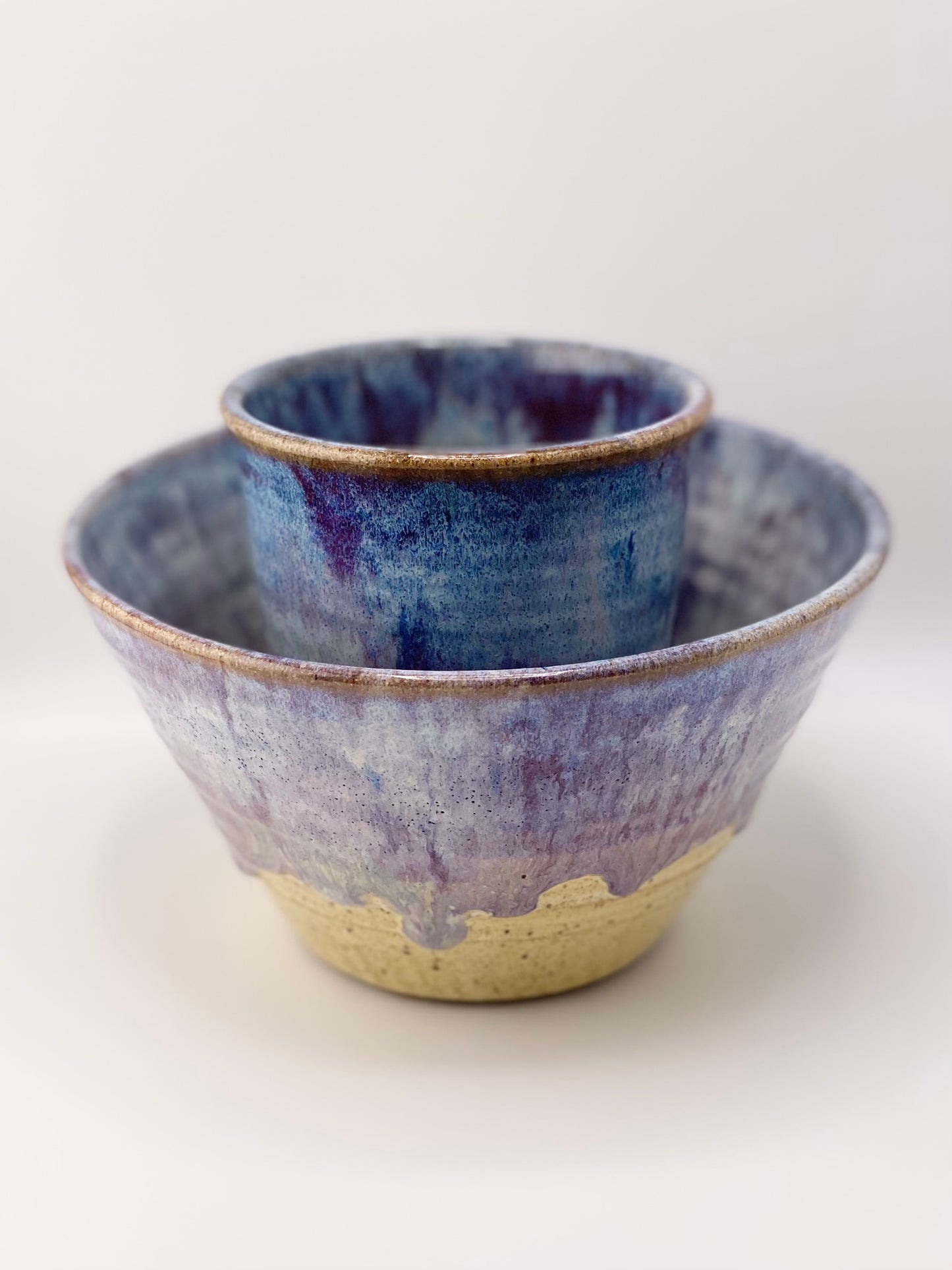 Bowl + Tumbler Set in Lavender and Oatmeal, 12oz Tumbler, 3.75”x6.5” Bowl, no.2