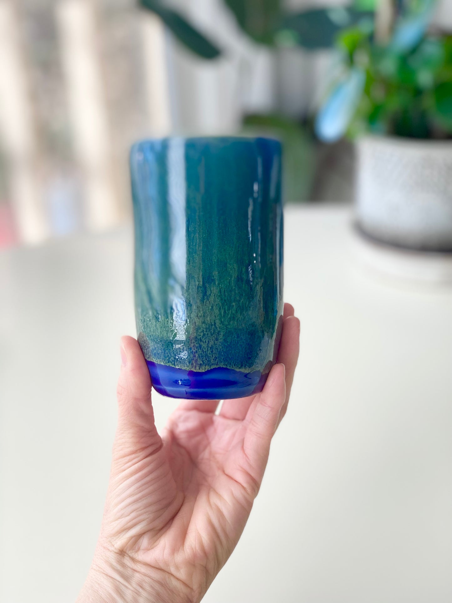 Blue and Green Tumbler, 14oz no.17