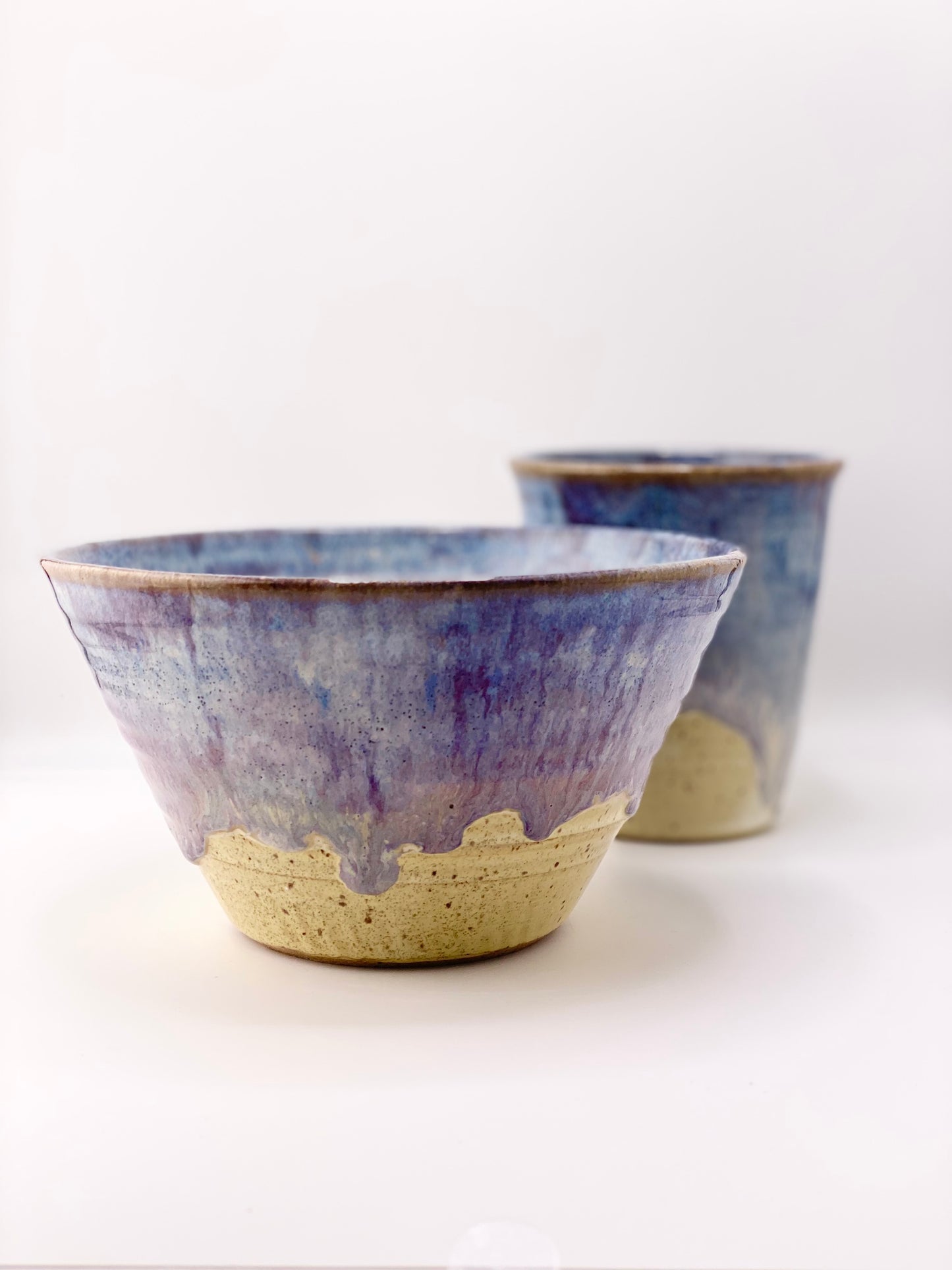 Bowl + Tumbler Set in Lavender and Oatmeal, 12oz Tumbler, 3.75”x6.5” Bowl, no.2
