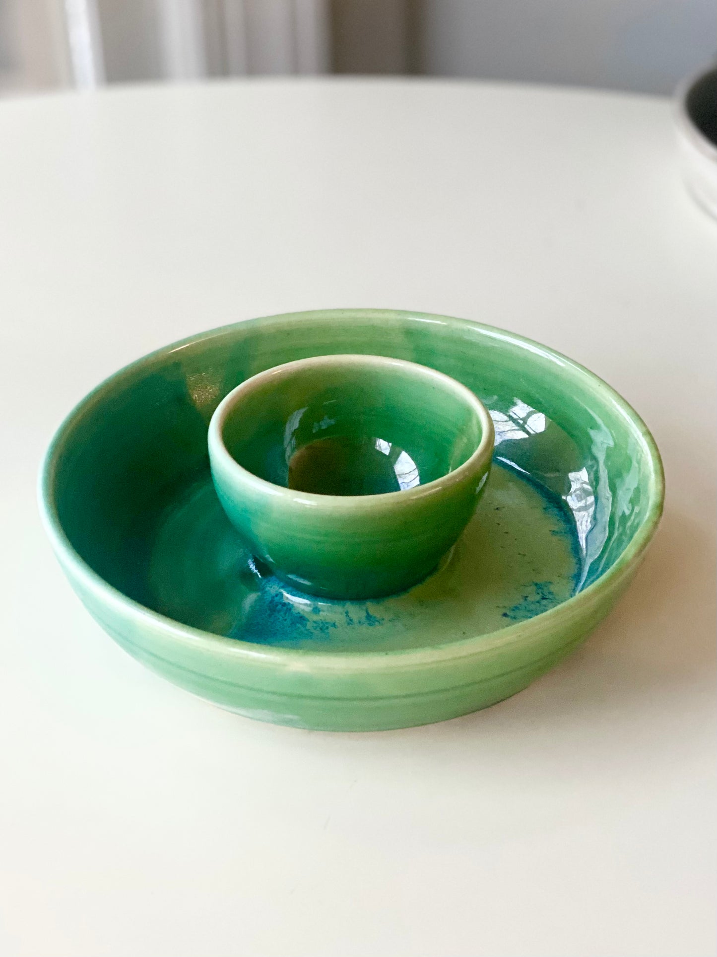 Veggie and Dip Tray | Crackers and Dip Tray, 7.5”x2” (Normally $56, discounted for glaze drip underneath that was ground smooth)