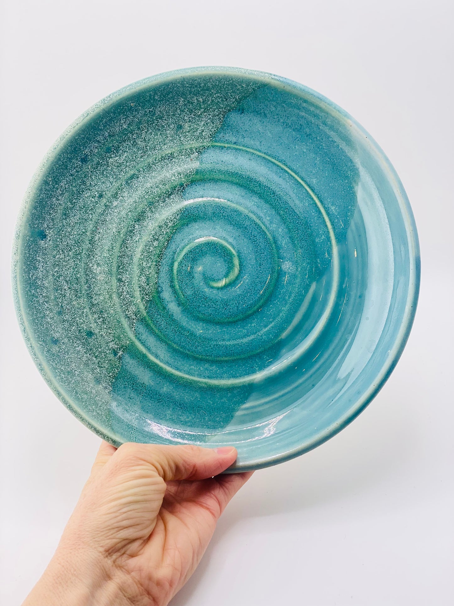 Breakfast, Lunch, and Dinner Set in Green and Blue, 3.5”x5.75” Bowl, 7.25” Plate, 8.5” Plate, no.50