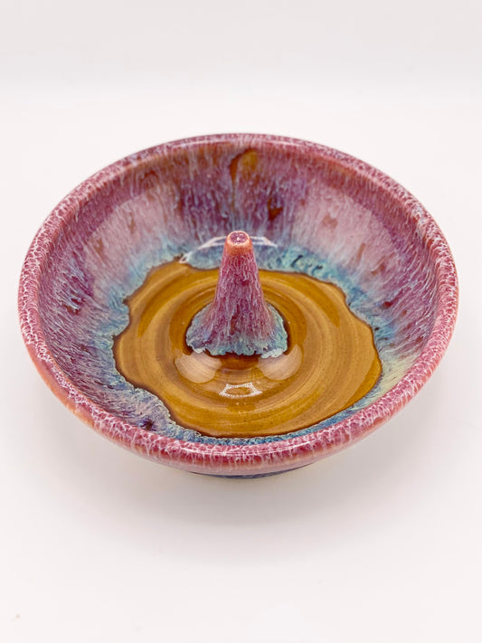Raspberry Amber Ring Dish, 2.5”x5.5” no.28