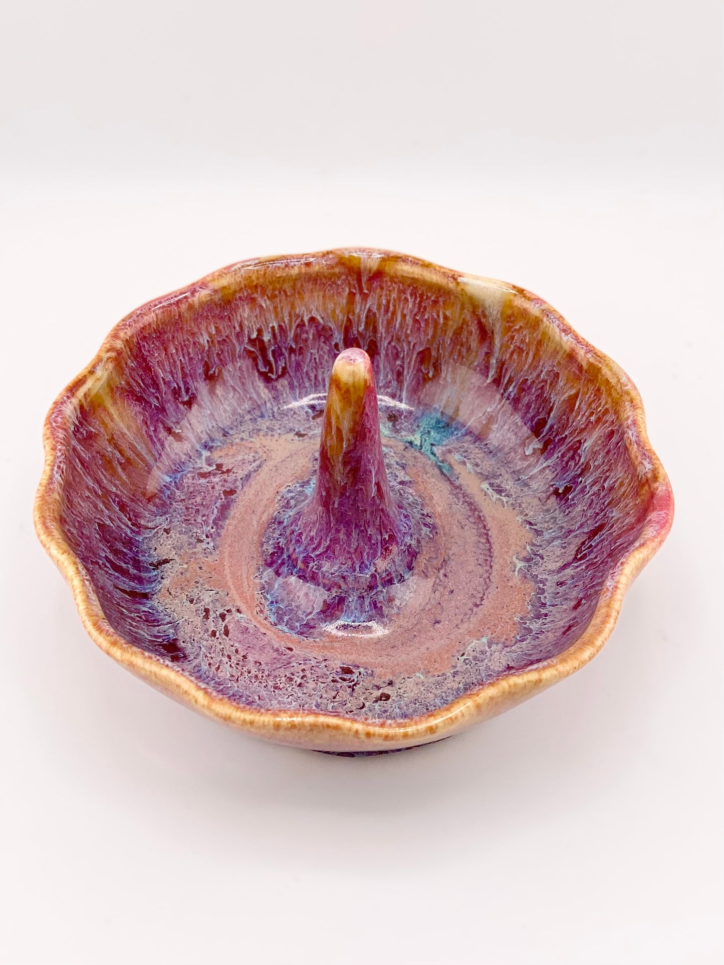Raspberry Amber Ring Dish, 3”x5.5” no.29