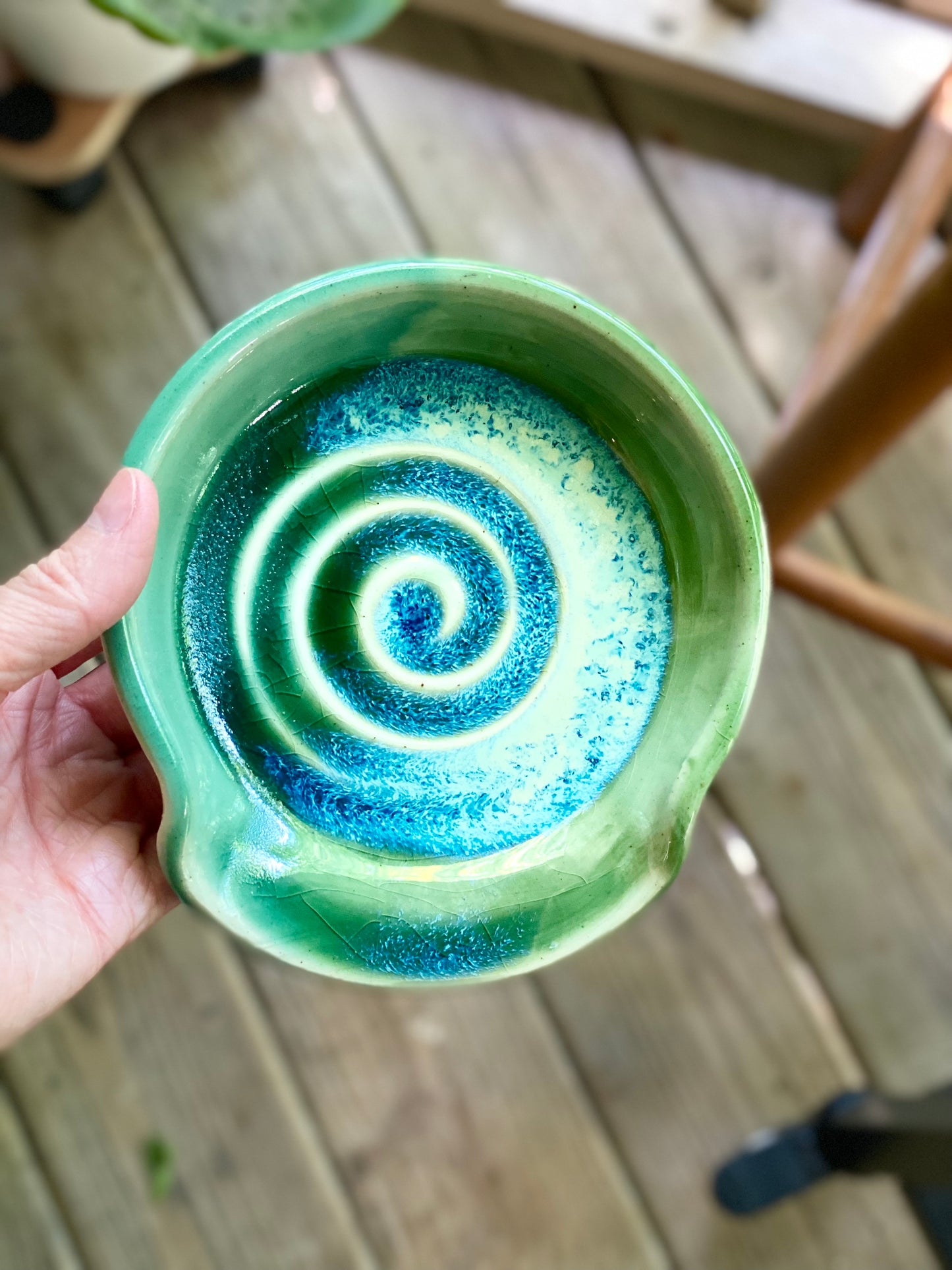 Spoon Rest in Blue and Green , 5.5” no.34