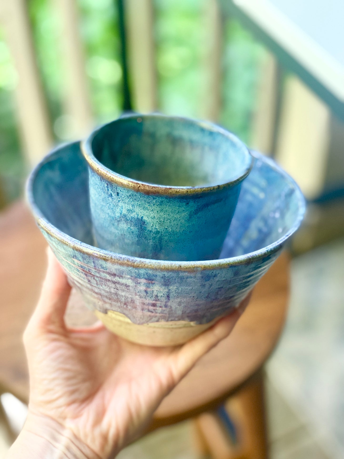 Bowl + Tumbler Set in Lavender and Oatmeal, 12oz Tumbler, 3.75”x6.5” Bowl, no.2