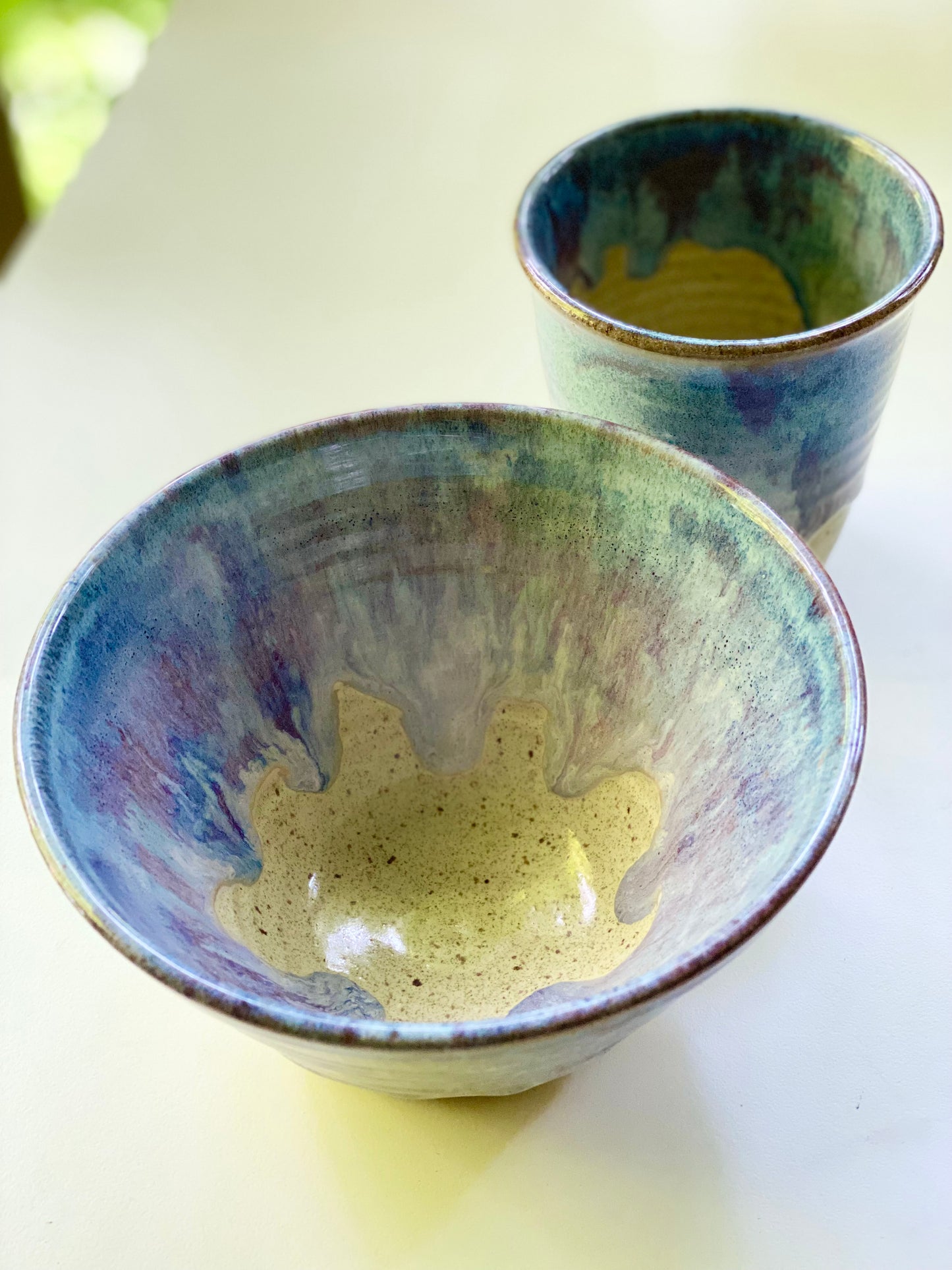 Bowl + Tumbler Set in Lavender and Oatmeal, 12oz Tumbler, 3.75”x6.5” Bowl, no.2