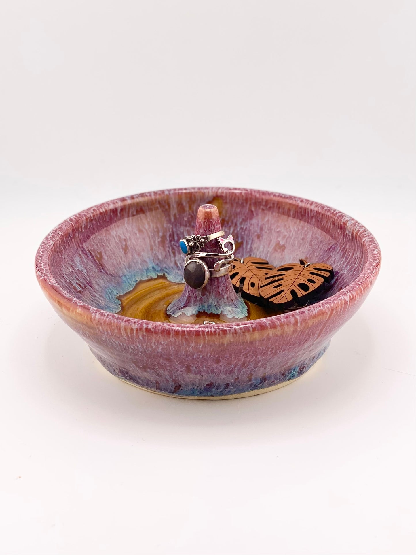 Raspberry Amber Ring Dish, 2.5”x5.5” no.28