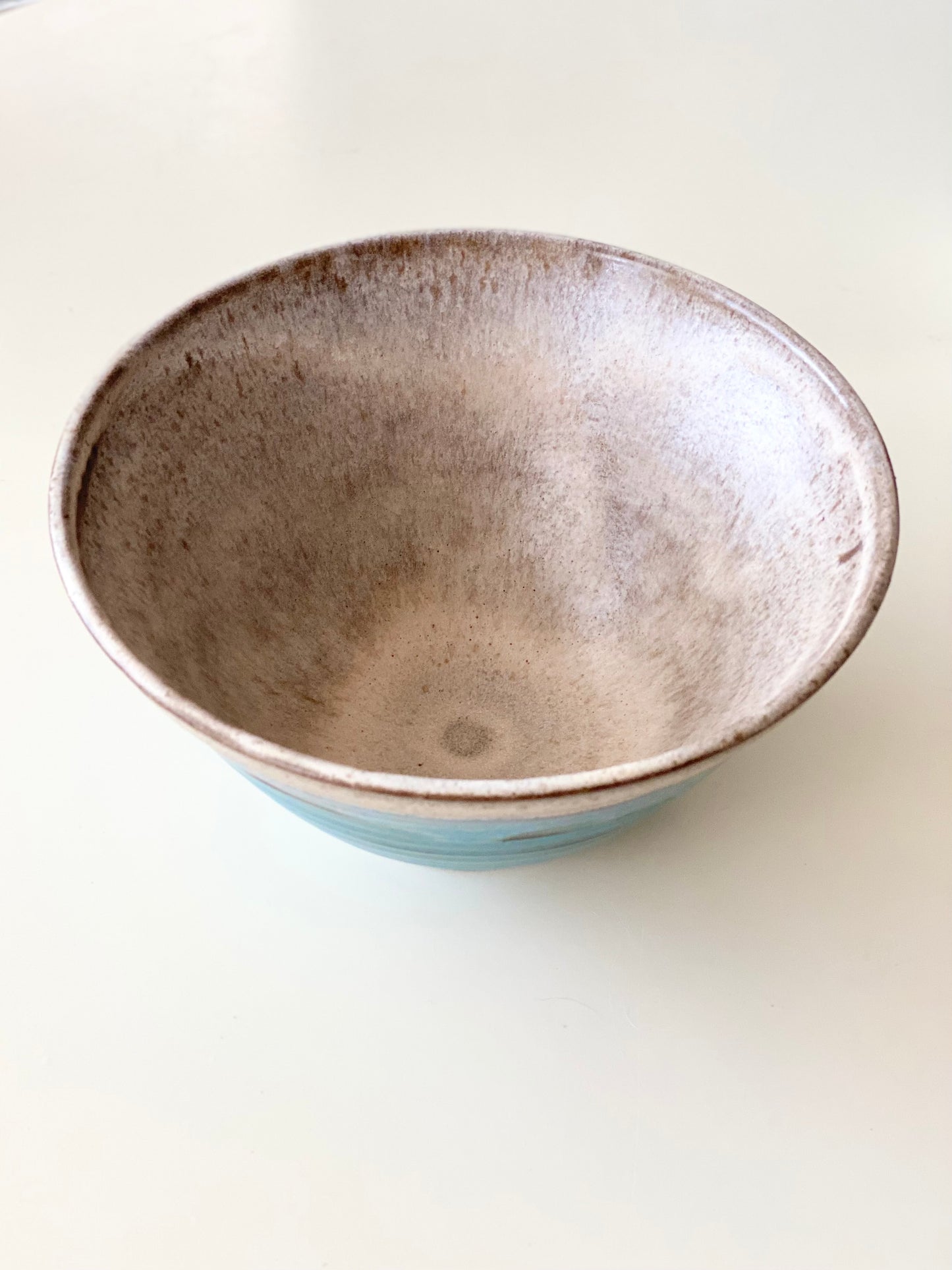 Serving/Mixing Bowl in Blue and Cream, 5”x 8.25”