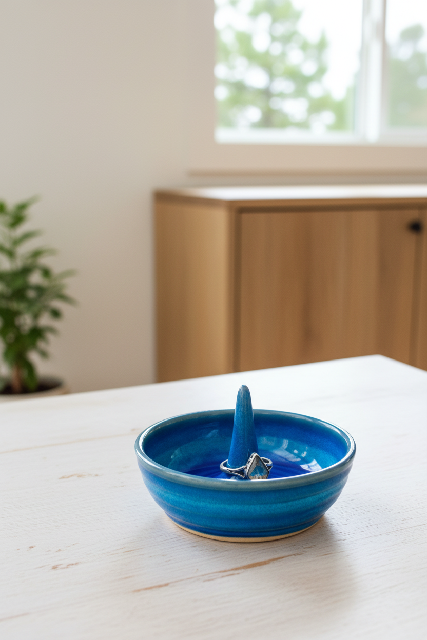 Blue Fire Ring Dish, 4”w x3”ht, no.42