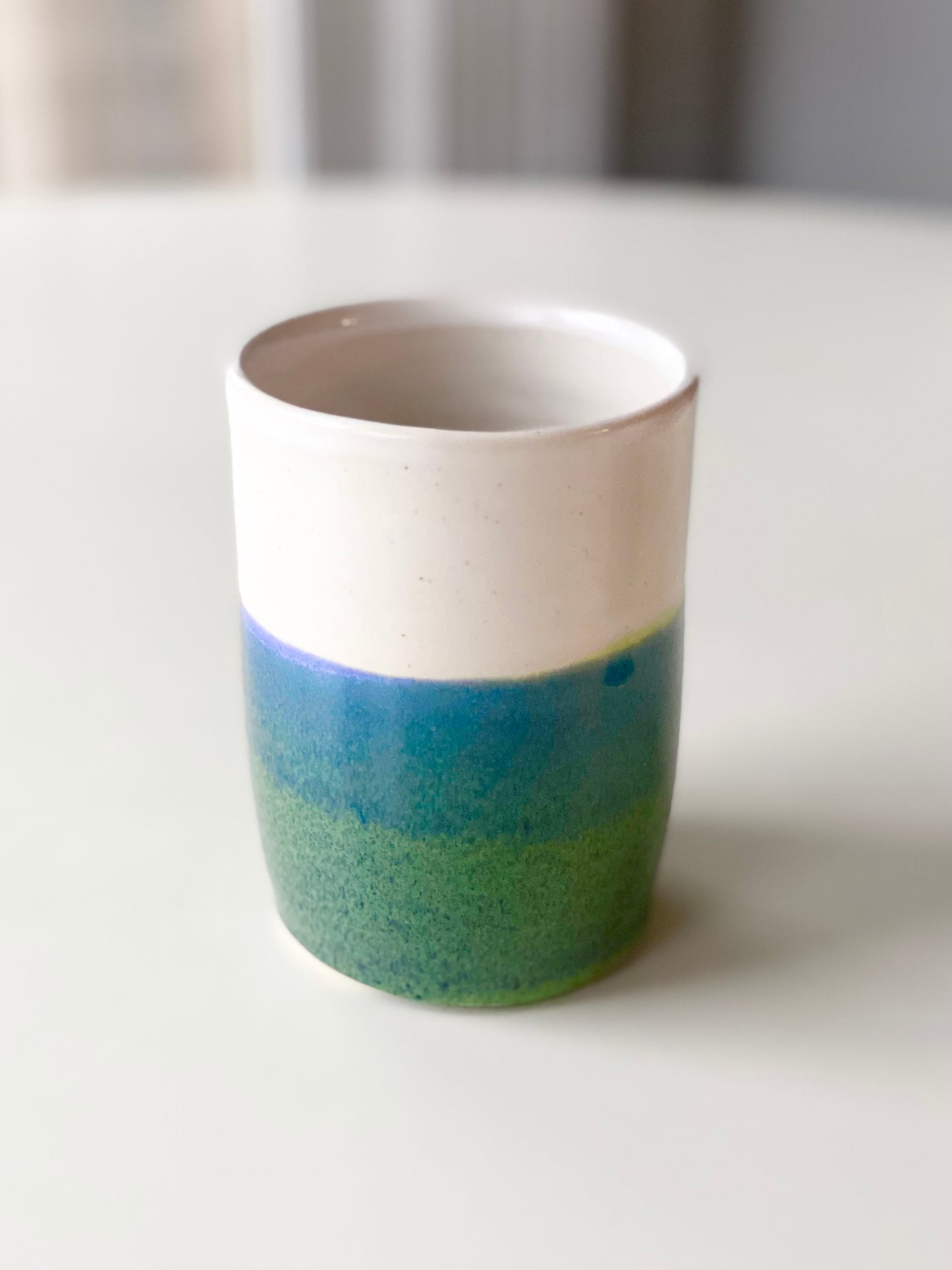 Blue Green and White Tumbler, 10oz no.31
