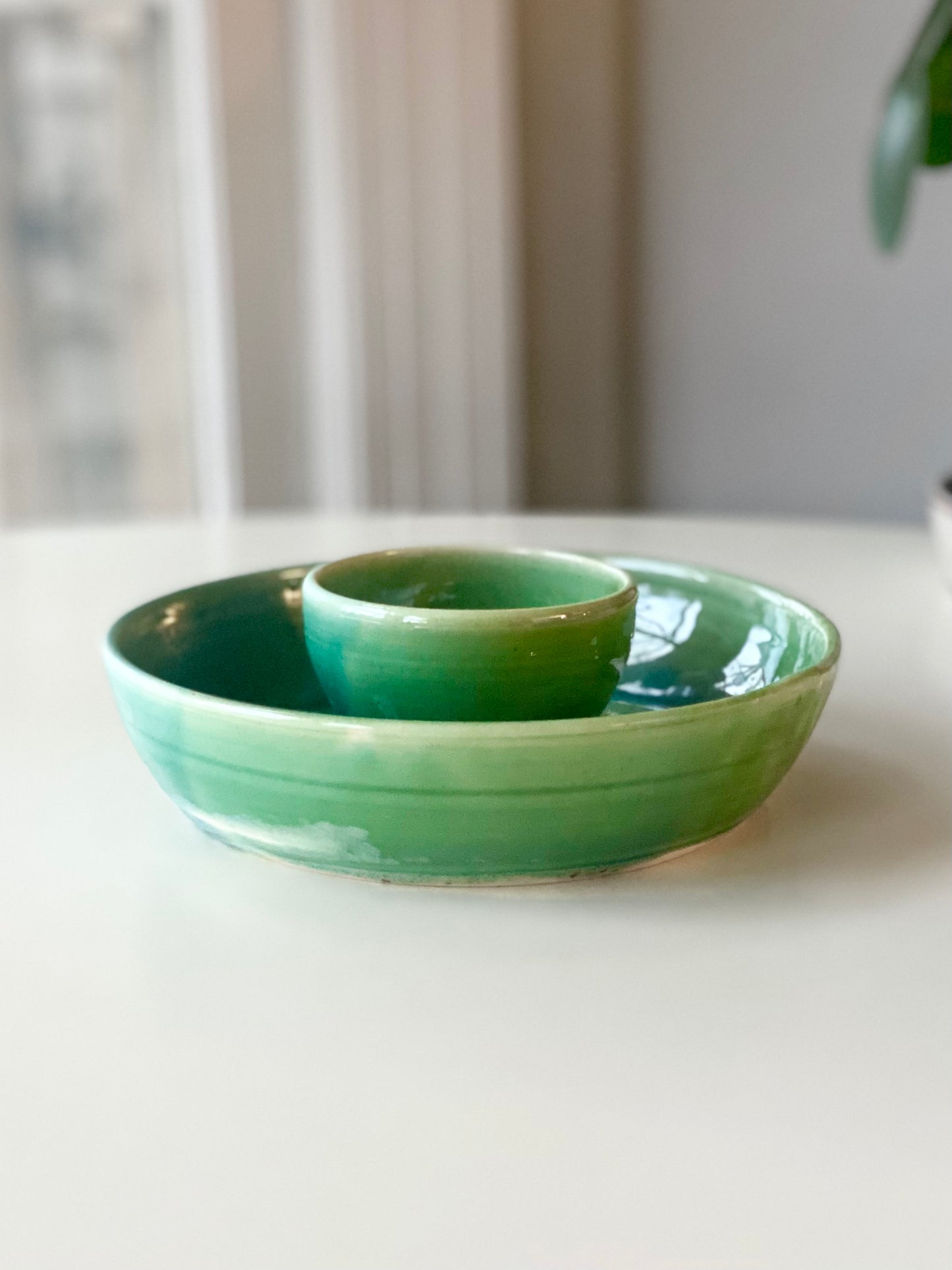 Veggie and Dip Tray | Crackers and Dip Tray, 7.5”x2” (Normally $56, discounted for glaze drip underneath that was ground smooth)