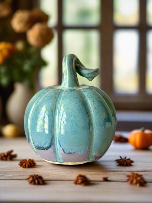 Autumn Pumpkin in Blue and Lavender, 5.5”x5”