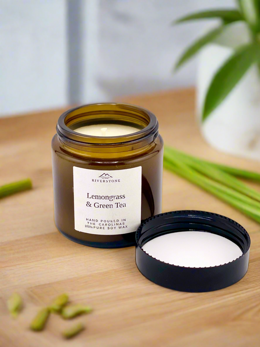 Candle, Lemongrass & Green Tea – 4 oz Soy Candle for Clarity & Calm