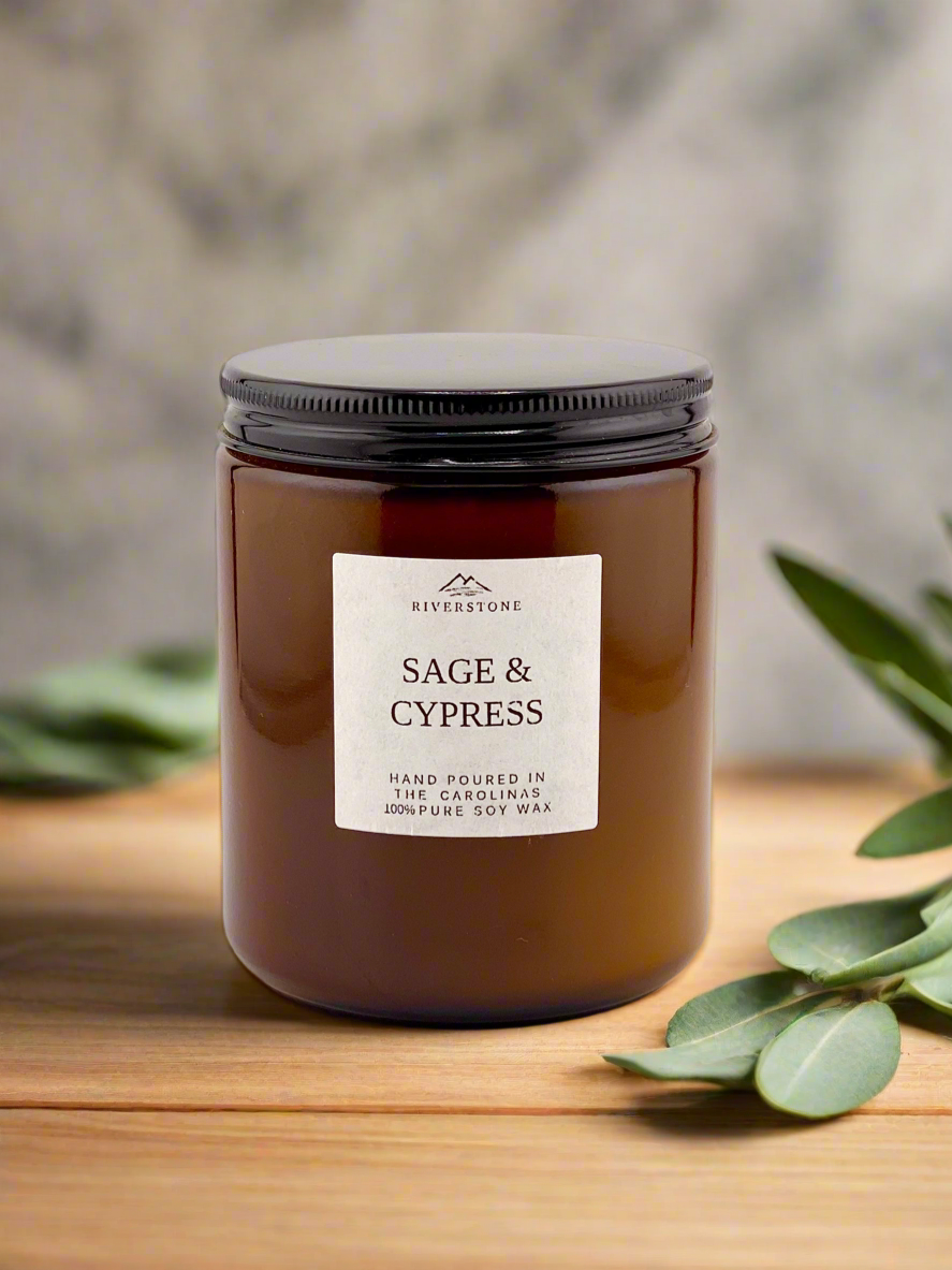 Candle, Sage & Cypress – Hand Poured Soy Candle | 100% Soy Wax