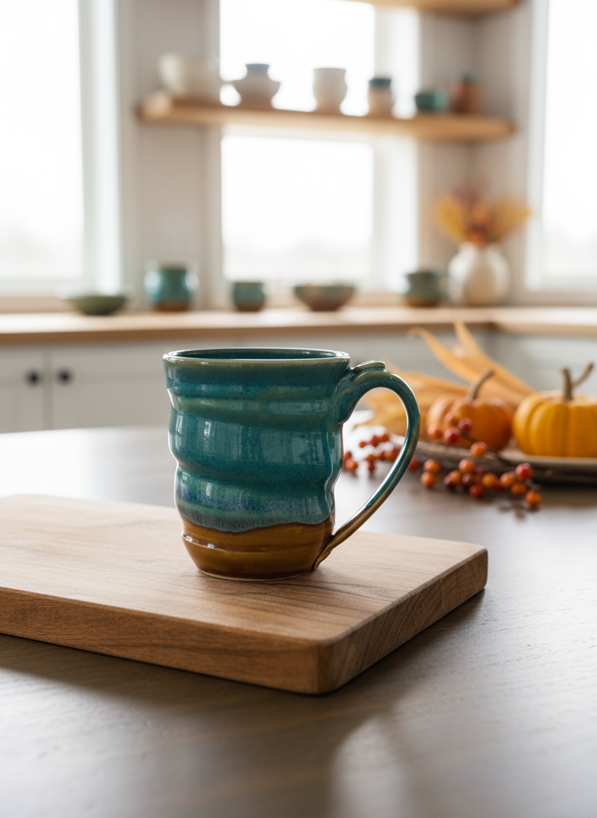 Blue Green and Amber Mug, 15oz, no.26