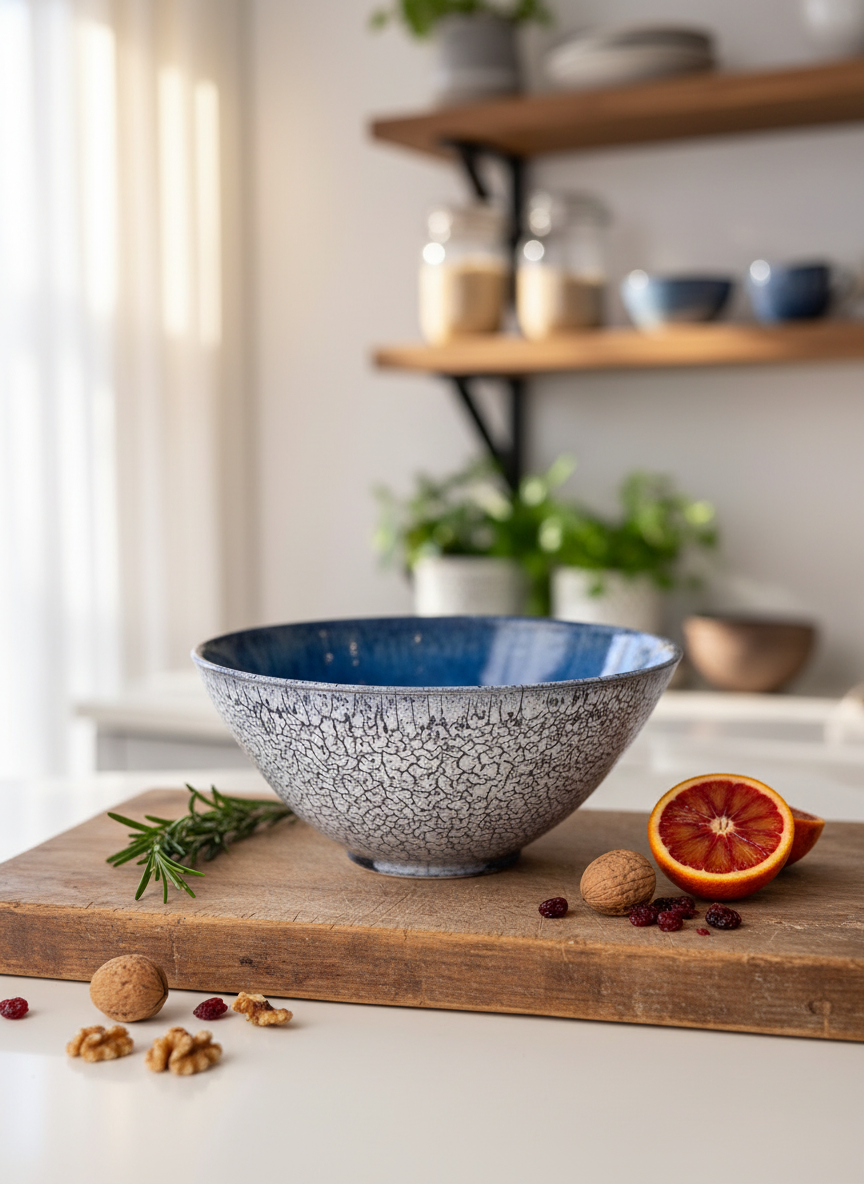 Black, White & Blue Bowl, 8”x3.75”, no.53