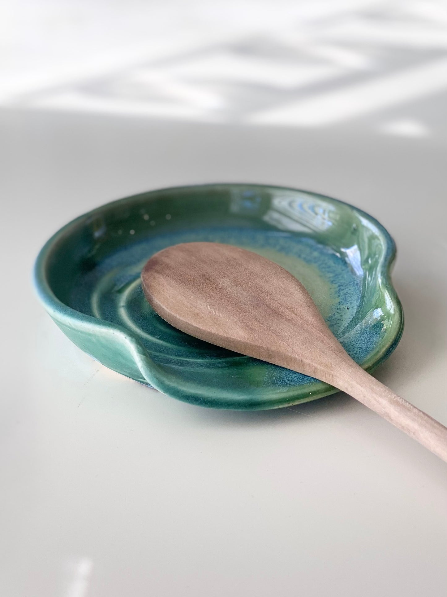 Green Spoon Rest, no.46 (Normally $35, discounted for glaze drip that’s been sanded smooth)