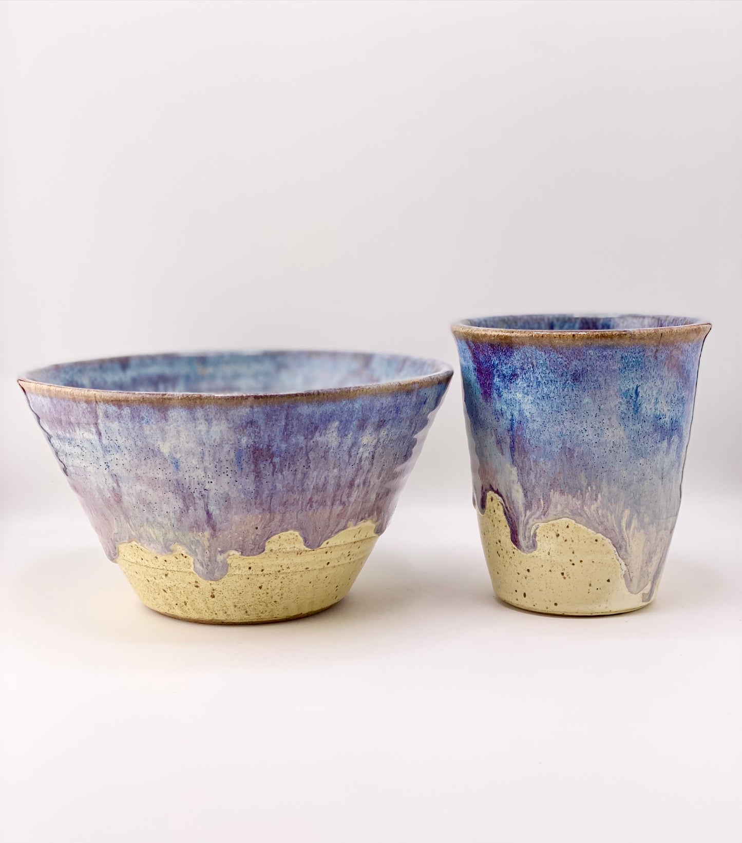Bowl + Tumbler Set in Lavender and Oatmeal, 12oz Tumbler, 3.75”x6.5” Bowl, no.2