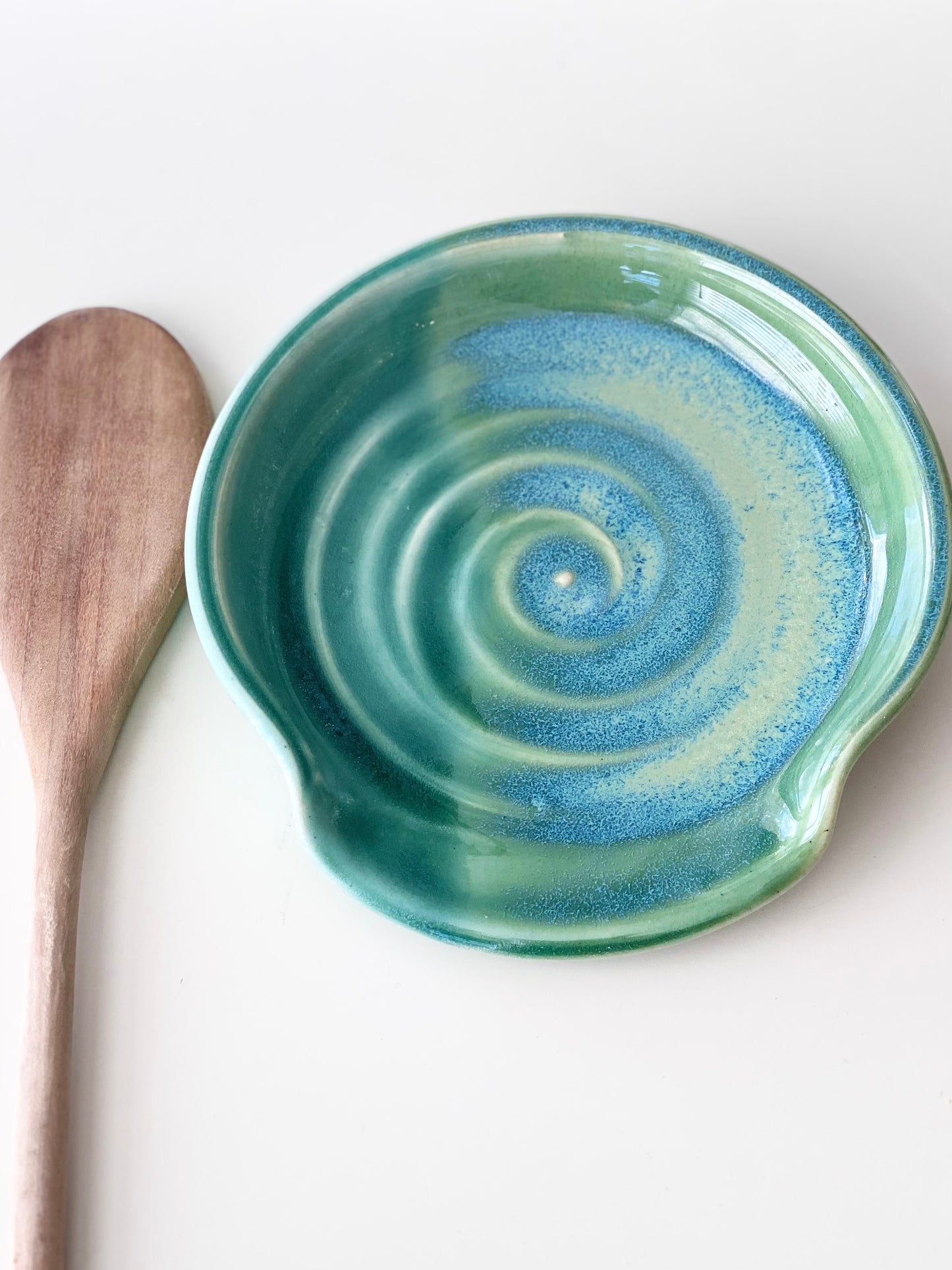 Green Spoon Rest, no.47 (Normally $35, discounted for glaze drip that’s been sanded smooth)