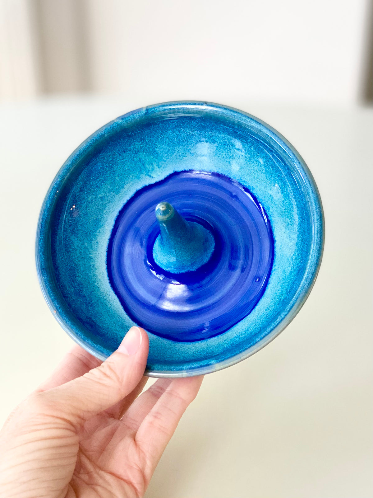 Blue Fire Ring Dish, 5”w x2.5”ht, no.41