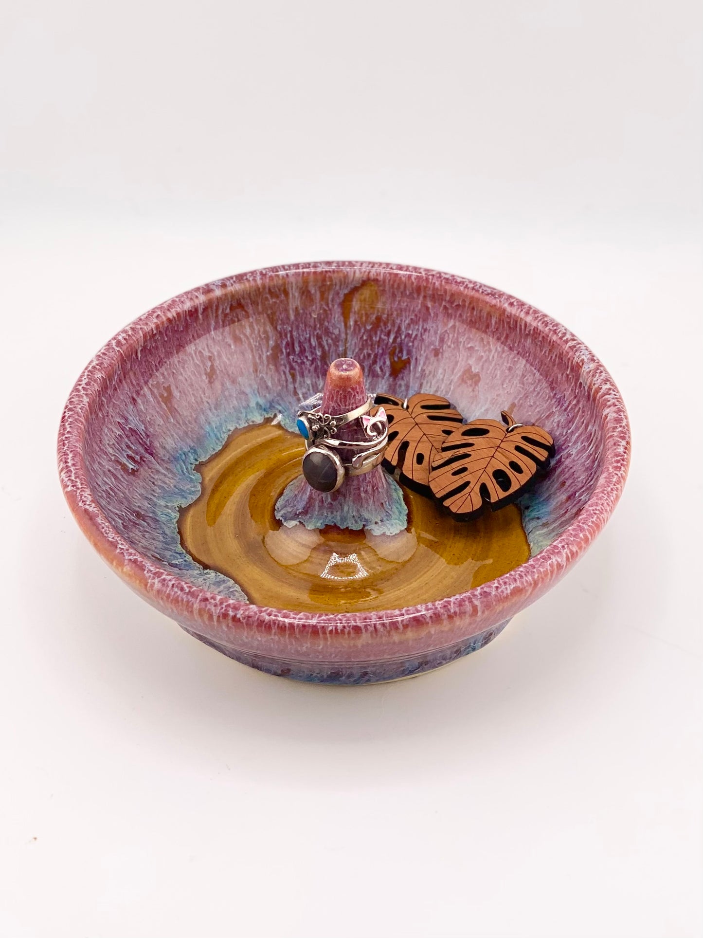 Raspberry Amber Ring Dish, 2.5”x5.5” no.28