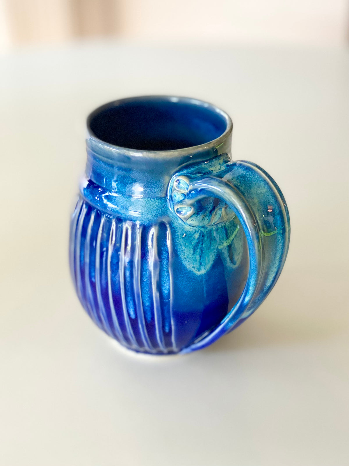Blue Carved Mug, 18oz, no.37