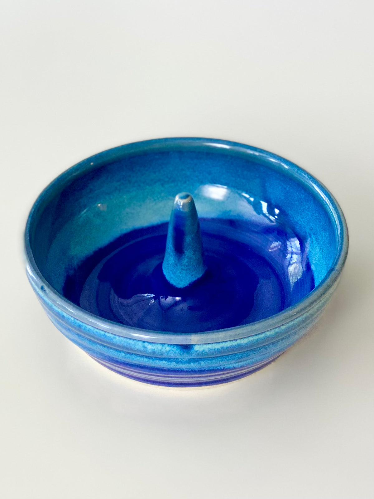 Blue Fire Ring Dish, 5”w x2.5”ht, no.40