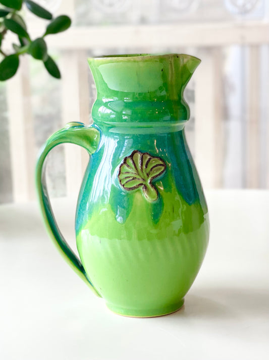 Pitcher with Ginkgo, 8.25” 35oz