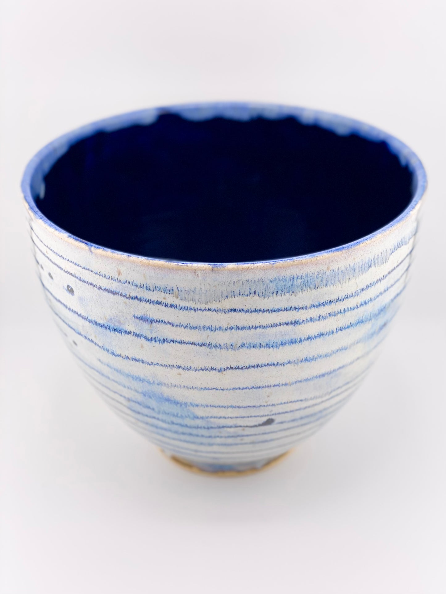Serving Bowl, Dark Navy Blue and Lt Blue 6.5” ht x 7.75” w, no. 58